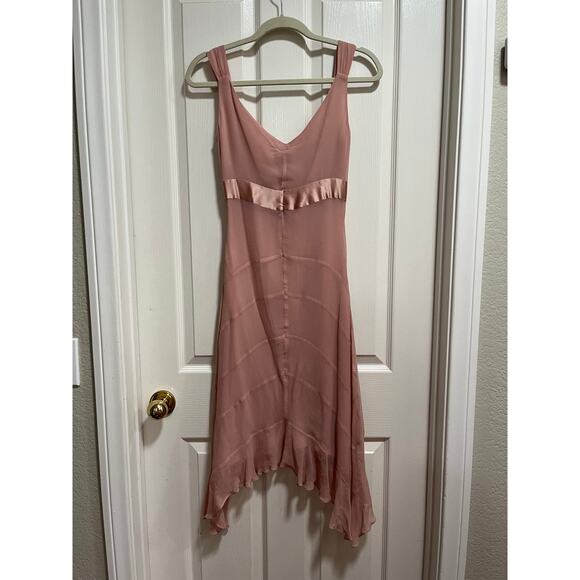 Ethereal Y2K 100% Silk Fairy Romantic Babydoll Formal Midi Dress Pink Small - Picture 4 of 13